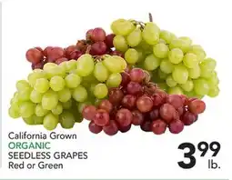 Pete's Fresh Market California Grown ORGANIC SEEDLESS GRAPES offer