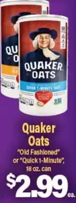 Angelo Caputo's Fresh Market Quaker Oats Old Fashioned or Quick 1-Minute, 18 oz. can offer