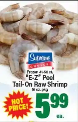 Angelo Caputo's Fresh Market Frozen 41-50 ct. E-Z Peel Tail-On Raw Shrimp offer