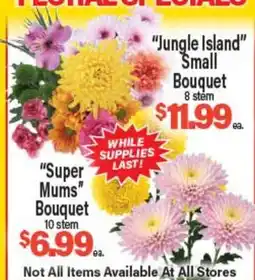 Angelo Caputo's Fresh Market Super Mums Bouquet 10 stem Jungle Island Small Bouquet 8 stem offer