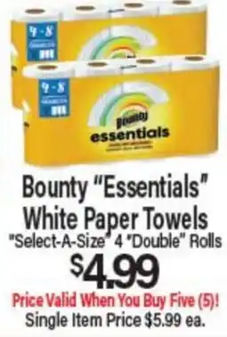 Angelo Caputo's Fresh Market BOUNTY ESSENTIALS WHITE PAPER TOWELS offer