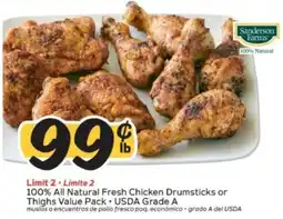 Winn Dixie Sanderson Farms 100% All Natural Fresh Chicken Drumsticks or Thighs Value Pack offer