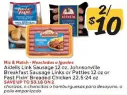 Winn Dixie Aidells Link Sausage, Johnsonville Breakfast Sausage Links or Patties or Fast Fixin' Breaded Chicken offer