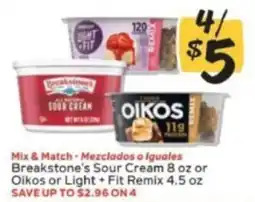 Winn Dixie Breakstone's Sour Cream or Oikos or Light + Fit Remix offer