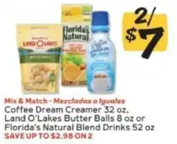 Winn Dixie Coffee Dream Creamer, Land O'Lakes Butter Balls or Florida's Natural Blend Drinks offer