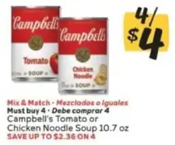 Winn Dixie Campbell's Tomato or Chicken Noodle Soup offer