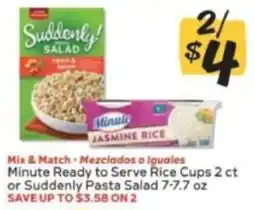 Winn Dixie Minute Ready to Serve Rice Cups or Suddenly Pasta Salad offer