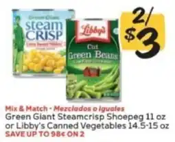 Winn Dixie Green Giant Steamcrisp Shoepg or Libby's Canned Vegetables offer