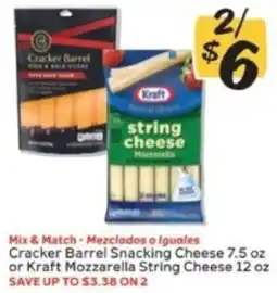 Winn Dixie Cracker Barrel Snacking Cheese or Kraft Mozzarella String Cheese offer