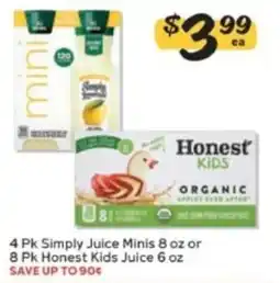 Winn Dixie Simply juice minis offer