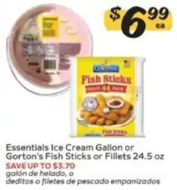 Winn Dixie Essentials Ice Cream Gallon or Gorton's Fish Sticks or Fillets offer