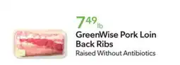 Publix GreenWise Pork Loin Back Ribs offer