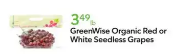 Publix GreenWise Organic Red or White Seedless Grapes offer