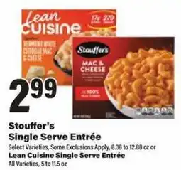 Big Y Stouffer's Single Serve Entrée offer