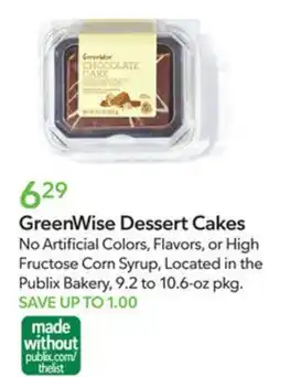 Publix GreenWise Dessert Cakes offer