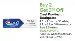 Publix Crest Pro-Health Toothpaste offer
