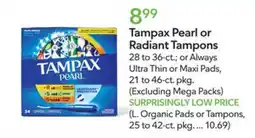 Publix Tampax Pearl or Radiant Tampons offer