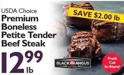 Festival Foods Black Angus Premium Boneless Petite Tender Beef Steak offer