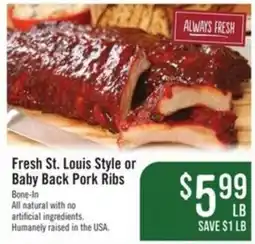 Haggen Food Fresh St. Louis Style or Baby Back Pork Ribs offer