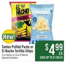 Haggen Food Tantos Puffed Pasta or El Nacho Tortilla Chips offer