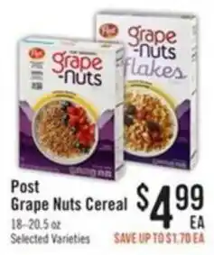 Haggen Food Post grape nuts cereal offer