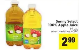 Save Mart Sunny Select 100% Apple Juice offer