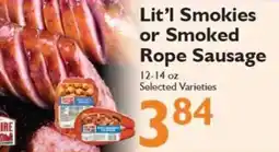 Festival Foods Lit'l Smokies or Smoked Rope Sausage offer