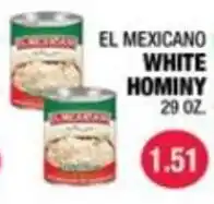 Carnicerias Jimenez El mexicano white hominy offer