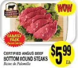 Arlan's Market Certified angus beef bottom round steaks offer