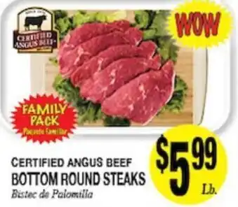 Certified angus beef bottom round steaks
