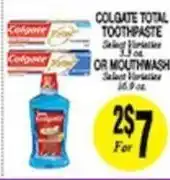 Arlan's Market Colgate total toothpaste or mouthwash offer