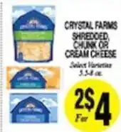 Arlan's Market Crystal Farms shredded, chunk or cream cheese offer