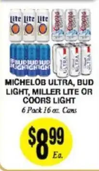 Arlan's Market Michelob Ultra, Bud Light, Miller Lite or Coors Light offer