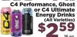 Food Town C4 Performance, Ghost or C4 Ultimate Energy Drinks offer