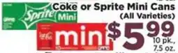 Food Town Coke or Sprite Mini Cans offer