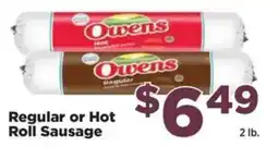 Food Town Owens Regular or Hot Roll Sausage offer