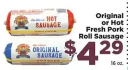Food Town Original or Hot Fresh Pork Roll Sausage offer