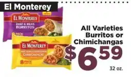 Food Town El Monterey burritos or chimichangas offer
