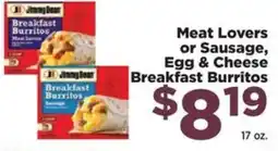 Food Town Jimmy Dean Meat Lovers or Sausage, Egg & Cheese Breakfast Burritos offer