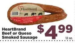 Food Town HeartBrand Beef or Queso Smoked Sausage offer