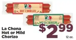 Food Town La Chona hot or mild chorizo offer
