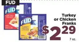 Food Town Fud turkey or chicken franks offer