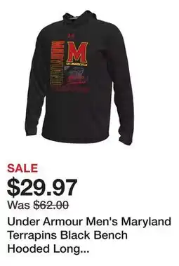 Dick's Sporting Goods Under Armour Men's Maryland Terrapins Black Bench Hooded Long Sleeve Shirt offer