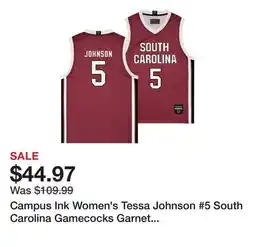 Dick's Sporting Goods Campus Ink Women's Tessa Johnson #5 South Carolina Gamecocks Garnet Jersey offer