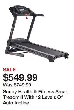 Dick's Sporting Goods Sunny Health & Fitness Smart Treadmill With 12 Levels Of Auto Incline offer