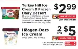 ShopRite Turkey Hill ice cream and frozen dairy dessert offer