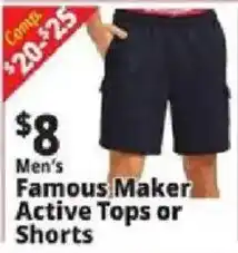 Ocean State Job Lot Men's Famous Maker Active Tops or Shorts offer