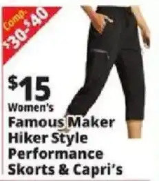 Ocean State Job Lot Women's Famous Maker Hiker Style Performance Skorts & Capri's offer
