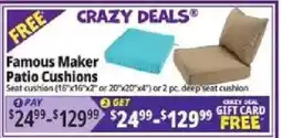 Ocean State Job Lot Famous Maker Patio Cushions offer