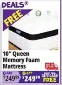 Ocean State Job Lot 10" Queen Memory Foam Mattress offer